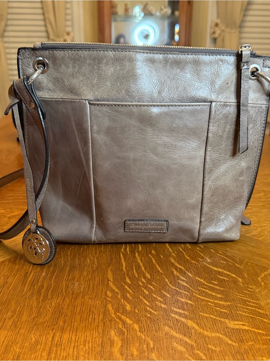 Tommy Bahama Other - Tommy Bahama Silver-Gray Leather Messenger Bag
